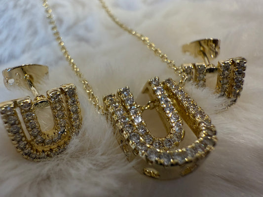 Conjunto U AntiEstrés Collar y Aros 24 K Turquía